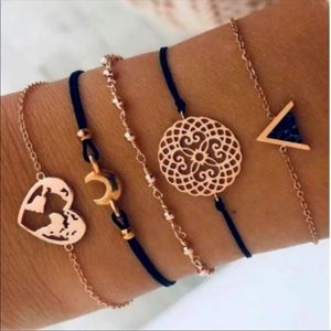 Geo Medallion Moon Heart Gold Bracelets